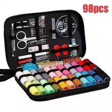 111 Pices Premium Portable Sewing Kit, 24 Colour Threads, Full Tools & Hard Case, Home, Travel & Emergency Mending