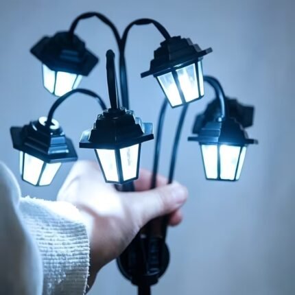1pc Solar Garden Light, 6 LED Vintage Palace Lantern, Outdoor Stake Lamp
