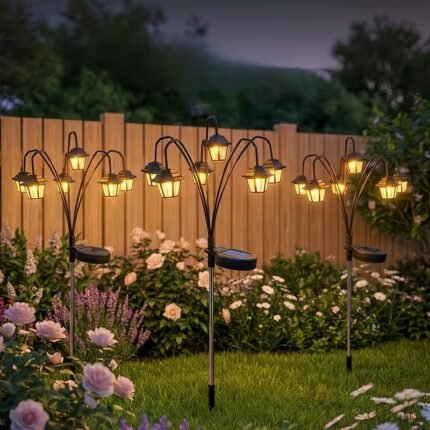 1pc Solar Garden Light, 6 LED Vintage Palace Lantern