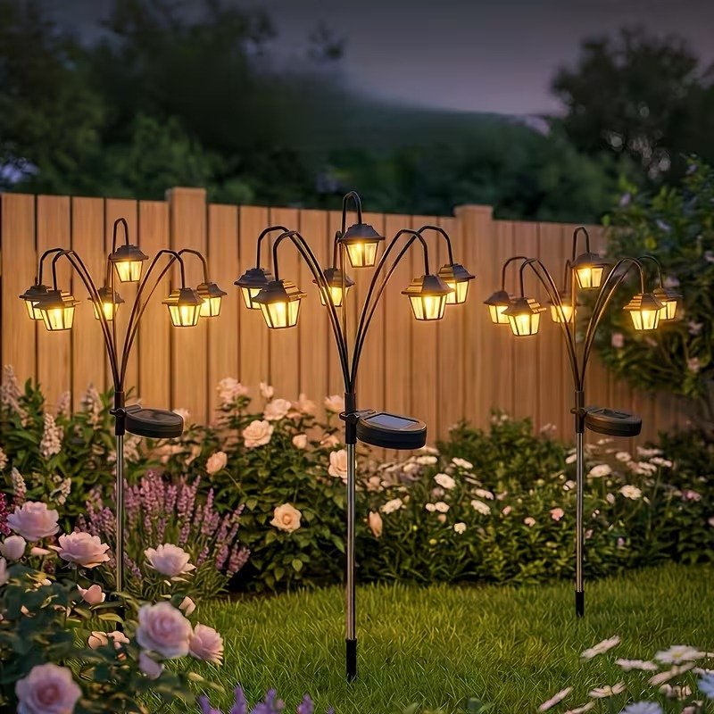 1pc Solar Garden Light, 6 LED Vintage Palace Lantern