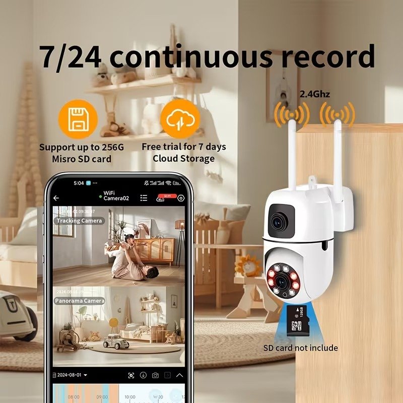 2-Pack Dual-Lens 1296P 3MP Smart Wi-Fi Security Cameras, 360° Pan-Tilt, Night Vision, Two-Way Audio6