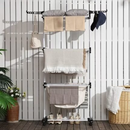 4-Tier Foldable Clothes Airer with Wheels & Extendable Wings7