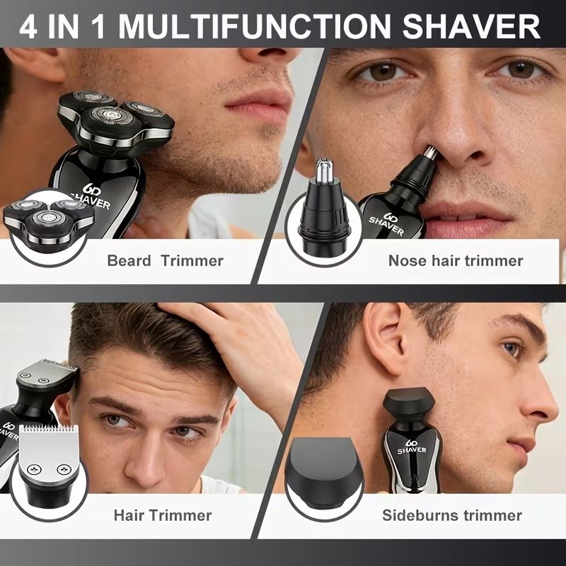 4‑in‑1 6D Electric Shaver & Trimmer Kit,2