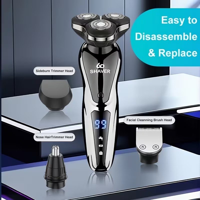 4‑in‑1 6D Electric Shaver & Trimmer Kit,4