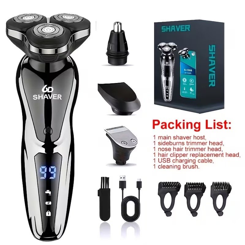4‑in‑1 6D Electric Shaver & Trimmer Kit,9