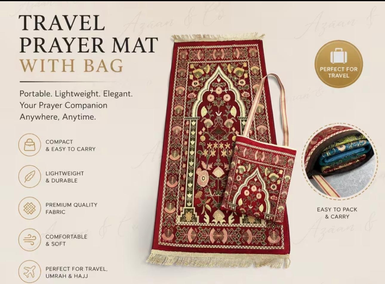 Travel Prayer Mat With Matching Carry Bag