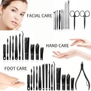 23-Piece Black Manicure & Grooming Set