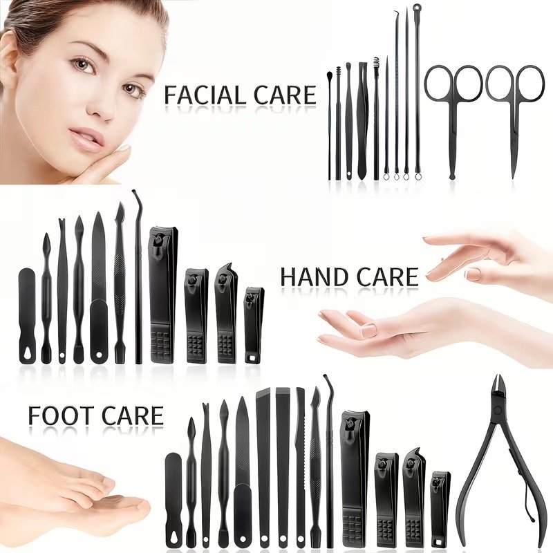 23-Piece Black Manicure & Grooming Set (9) 23-Piece Black Manicure & Grooming Set