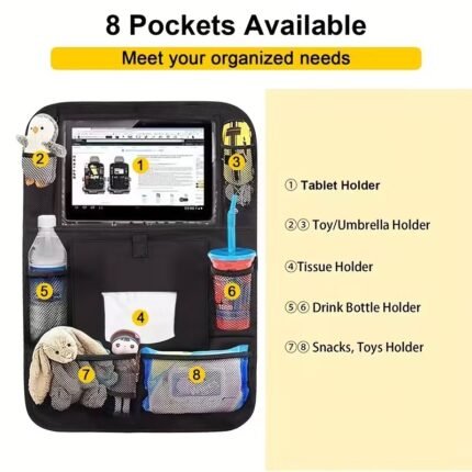 3‑Piece Car Seat Back Organiser Set
