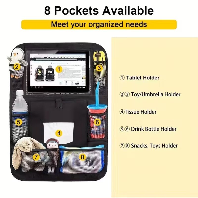 3‑Piece Car Seat Back Organiser Set
