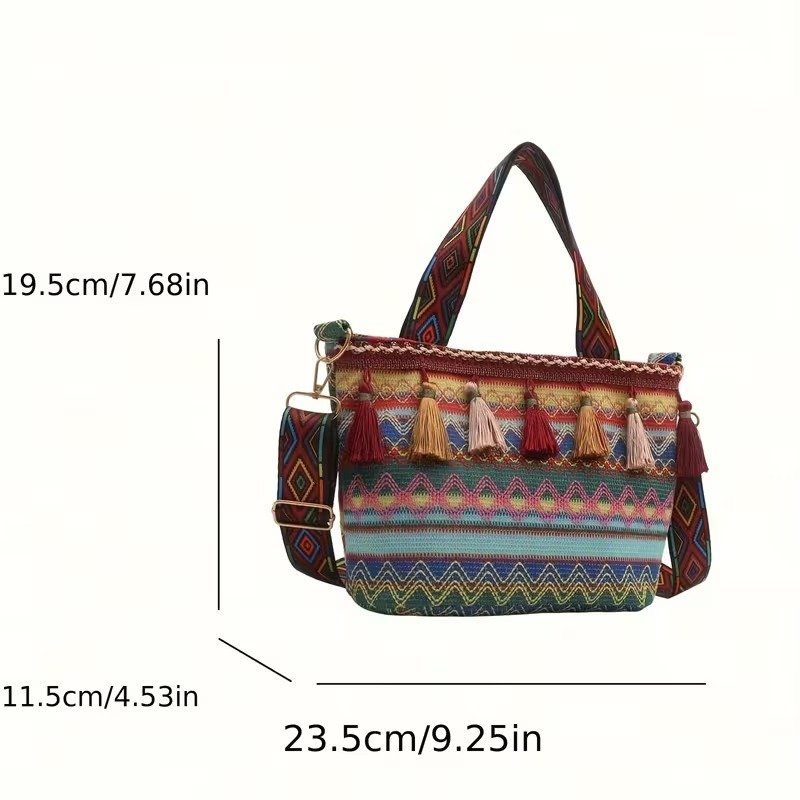 Boho Chic Woven Fringe Bucket Bag (1) Boho Chic Woven Fringe Bucket Bag