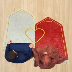 Couple’s Velvet Prayer Mat Set, “HABIBI” Heart Design