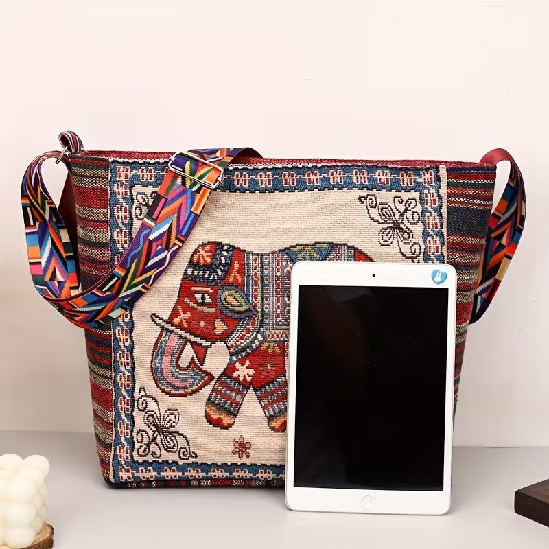 Ethnic Elephant Motif Large Crossbody Bag (1) Ethnic Elephant Motif Large Crossbody Bag