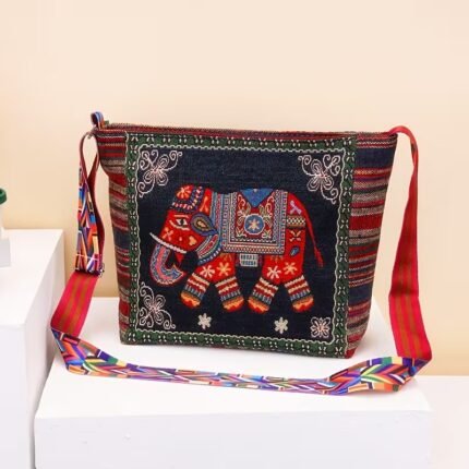 Ethnic Elephant Motif Large Crossbody Bag (2)