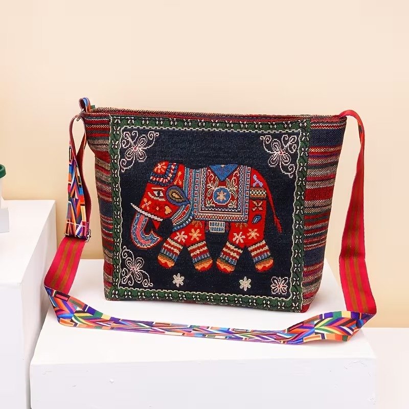Ethnic Elephant Motif Large Crossbody Bag (4) Ethnic Elephant Motif Large Crossbody Bag (2)