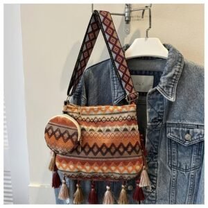 Ethnic Tribal Crossbody Bag, 2-Piece Set with Purse