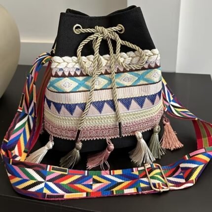 Premium Bohemian Tribal Bucket Crossbody Bag