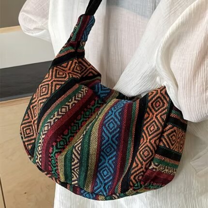Premium Tribal Woven Crossbody Hobo Bag