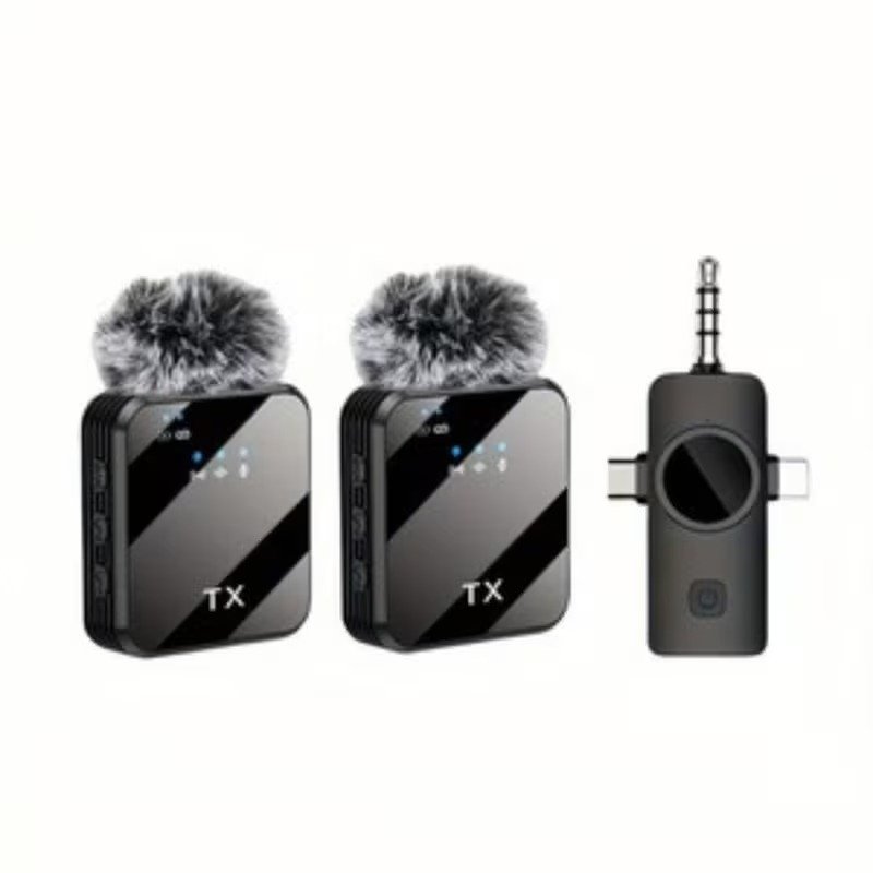 3-in-1 Wireless Lavalier Microphone Dual Mic Wireless Lavalier Microphone Dual Channel Noise Reduction 2.4G for iPhone Android Live Stream Vlog (1)
