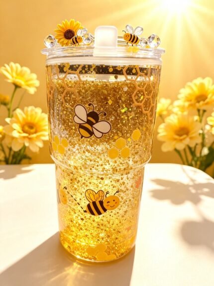 Bee & Honeycomb Double Glass Tumbler