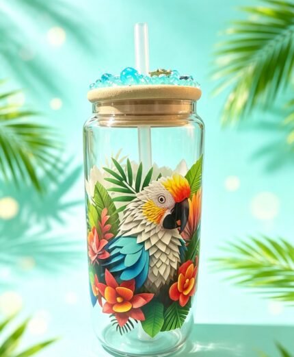 The lid is personally hand-decorated with sparkling blue crystals, glossy beads and decorative charms