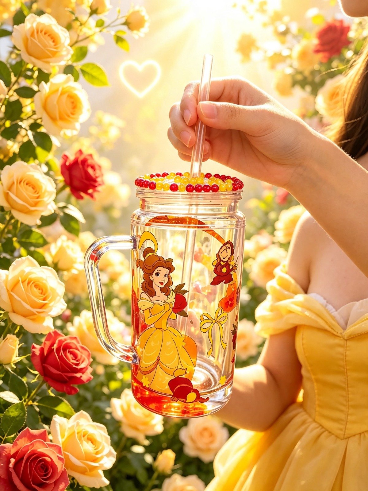 Handmade Beauty & the Beast Belle 18oz Tumbler, ONE OF A KIND! (3)