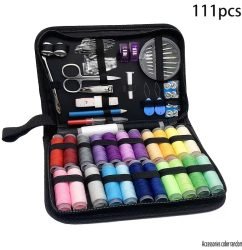 111 Pices Premium Portable Sewing Kit, 24 Colour Threads, Full Tools & Hard Case, Home, Travel & Emergency Mending