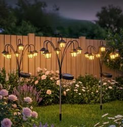 1pc Solar Garden Light, 6 LED Vintage Palace Lantern