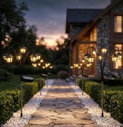 1pc Solar Garden Light, 6 LED Vintage Palace Lantern, Outdoor Stake Lamp3