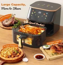 10L Air Fryer , 6‑in‑1 Smart Cooker with Visual Window, Digital Touch Control